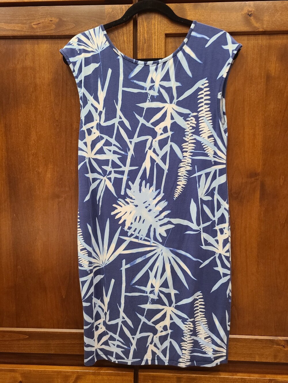Tori Richard Honolulu Blue Tropical Print Floral Cap Sleeve Dress Womens Medium - Picture 3 of 4